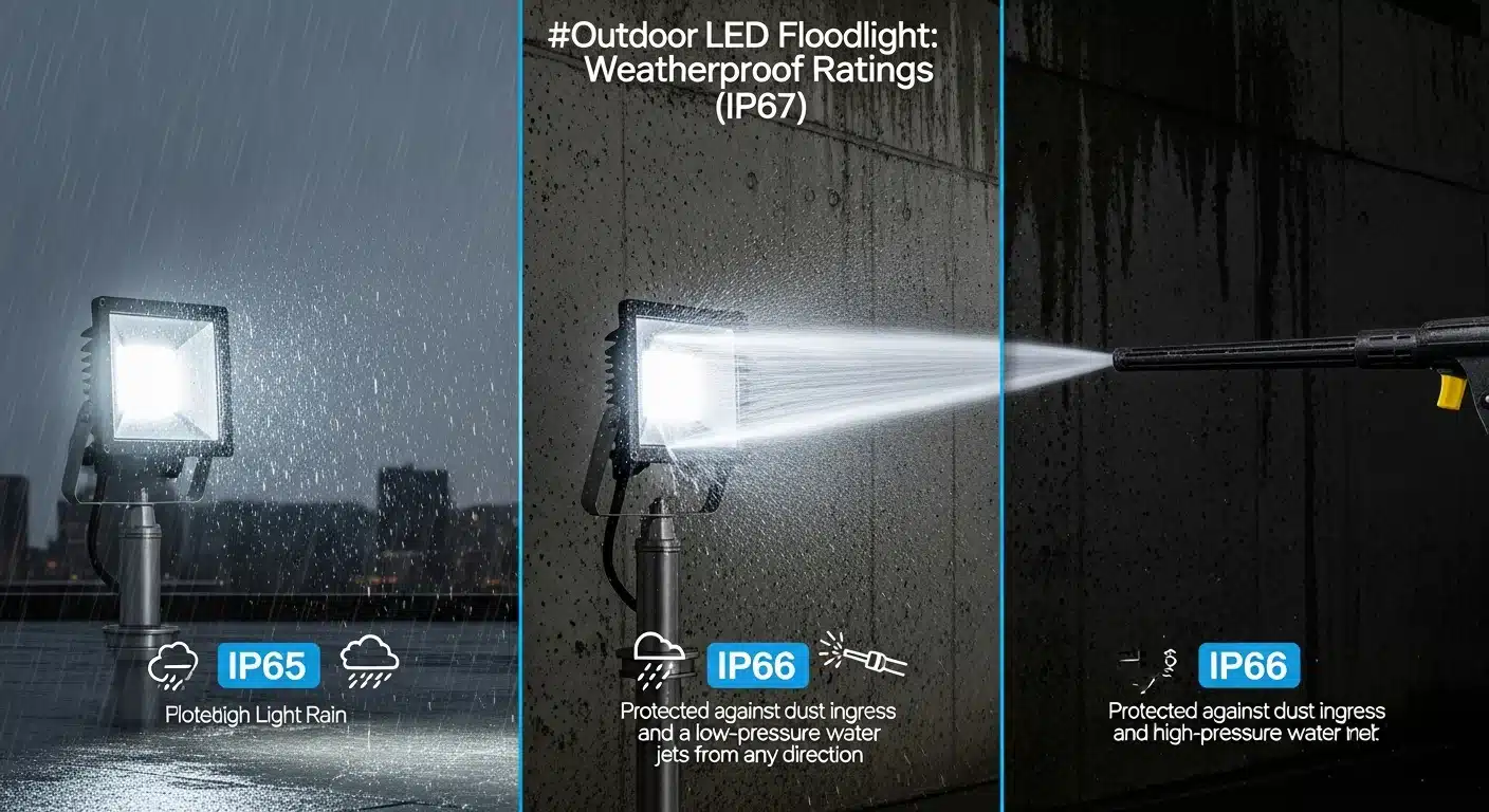 Comparison of IP65 vs IP66 vs IP67 outdoor lighting protection levels