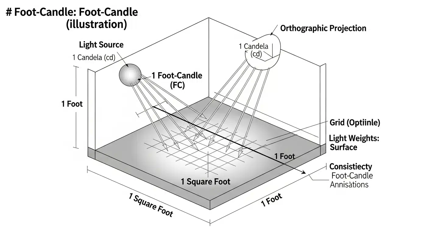 Diagram explaining foot-candle measurement